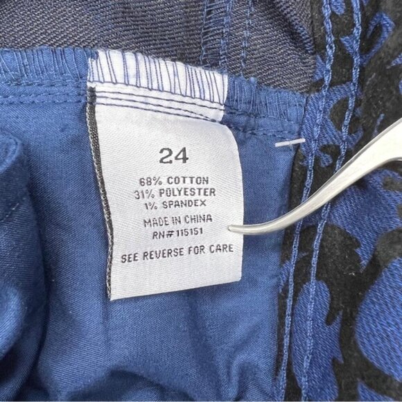 NWT ROMEO & JULIET COUTURE Skinny Navy Scroll Velvet Pants Pockets RJ29169 Sz 24 - Picture 13 of 14